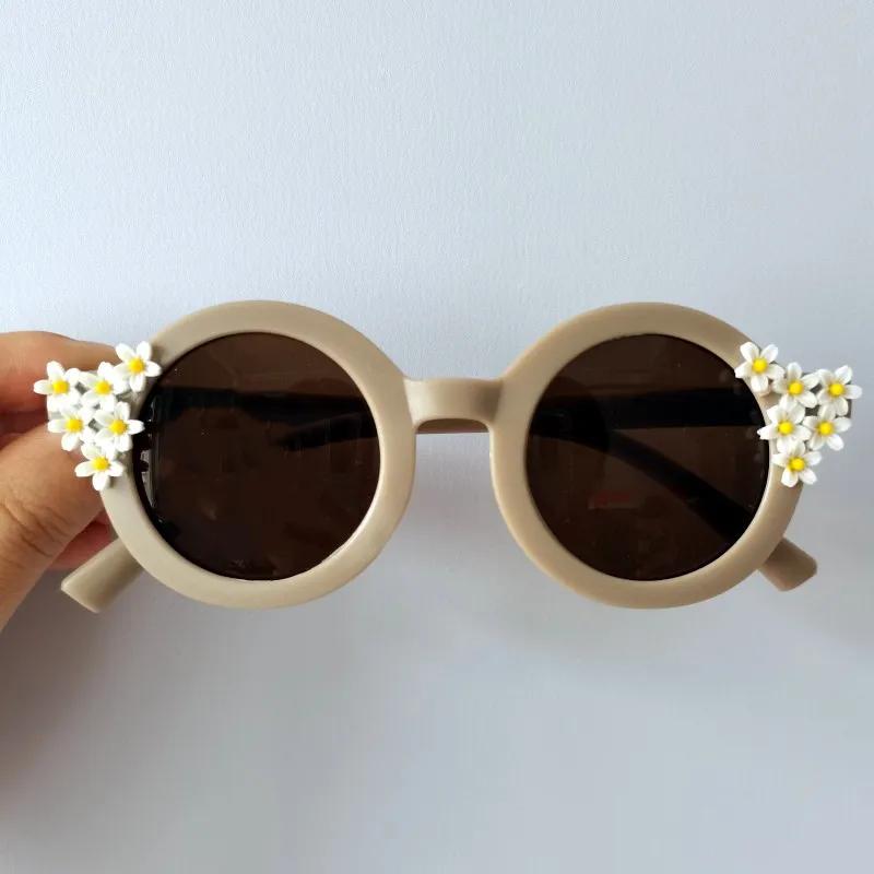 Children Cute Flower Sunglasses Kids Trendy Round Shape Daisy Sun Glasses Boys Girls Outdoor Sunproof UV Protection